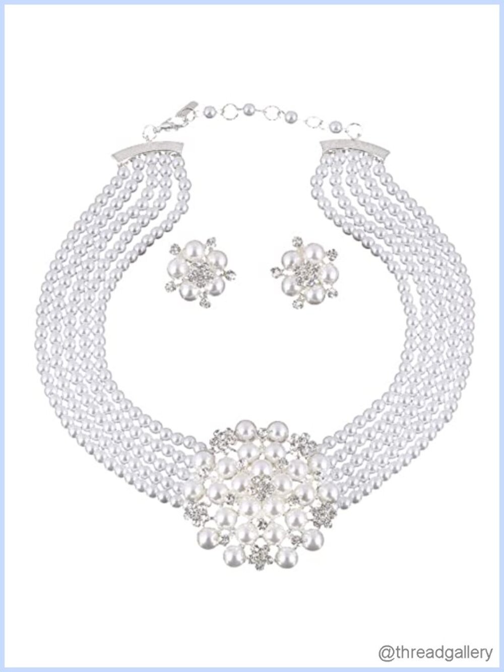 Pearl Choker Necklace & Earring Set Bridal Wedding Jewelry Gift